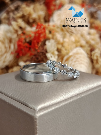 Cubiz Zirconia Sterling Silver 925 couple Rings with Rhodium plated / RG1728WGR-RG1638