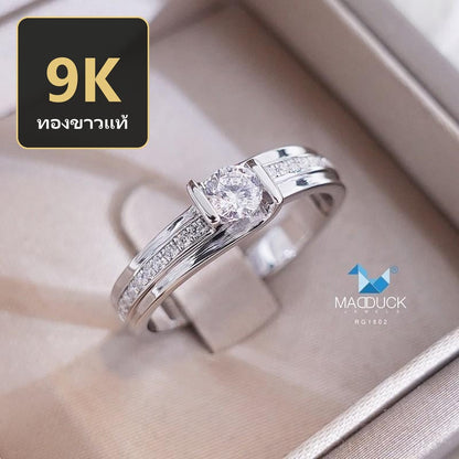 Unisex / male / female ring – CZ in 9K white gold by Madduck Jewels