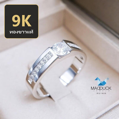 Unisex / male / female ring – CZ in 9K white gold by Madduck Jewels