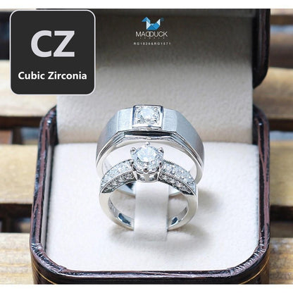 Couple ring set – CZ in 925 silver by Madduck Jewels