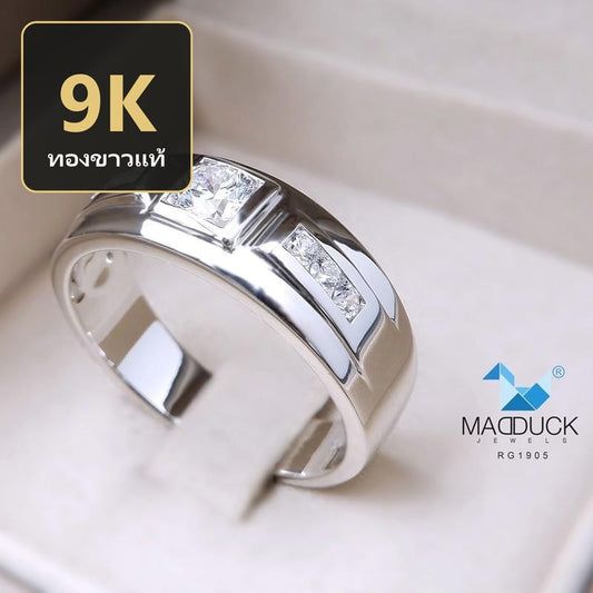 Men's ring – CZ in 9K white gold by Madduck Jewels