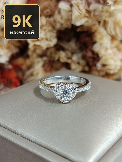 MadDuckJewels 9K White Gold (37.5%) Engagement & Wedding Ring – CZ / Moissanite / Lab-Grown Diamond – Rhodium Plated, Nickel-Free – RG1914-W09