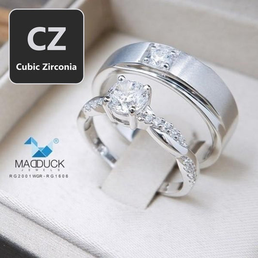 Couple ring set – CZ in 925 silver by Madduck Jewels