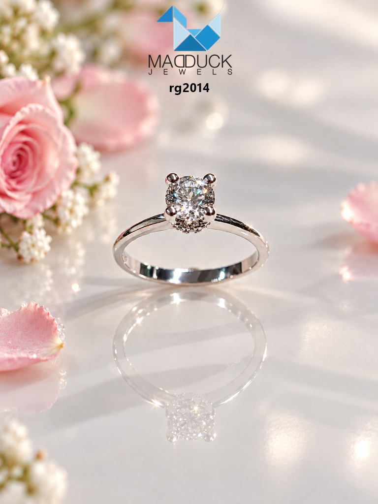 MadDuckJewels Sterling Silver 925 Engagement & Wedding Ring – CZ / Moissanite / Lab-Grown Diamond – Rhodium Plated, Nickel-Free – RG1505
