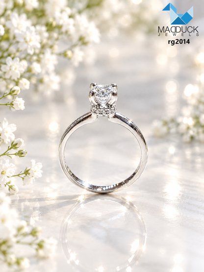 MadDuckJewels Sterling Silver 925 Engagement & Wedding Ring – CZ / Moissanite / Lab-Grown Diamond – Rhodium Plated, Nickel-Free – RG1505