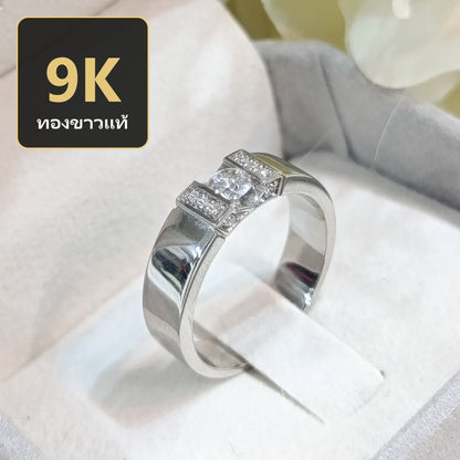 MadDuckJewels 9K White Gold (37.5%) Engagement & Wedding Ring – CZ / Moissanite / Lab-Grown Diamond – Rhodium Plated, Nickel-Free – RG2101-W09