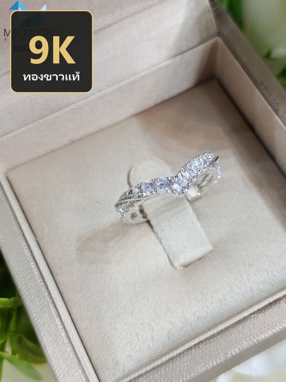 MadDuckJewels 9K White Gold (37.5%) Engagement & Wedding Ring – CZ / Moissanite / Lab-Grown Diamond – Rhodium Plated, Nickel-Free – RG2104-W09