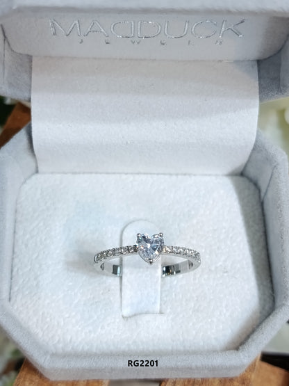 MadDuckJewels Sterling Silver 925 Engagement & Wedding Ring – CZ / Moissanite / Lab-Grown Diamond – Rhodium Plated, Nickel-Free – RG2203