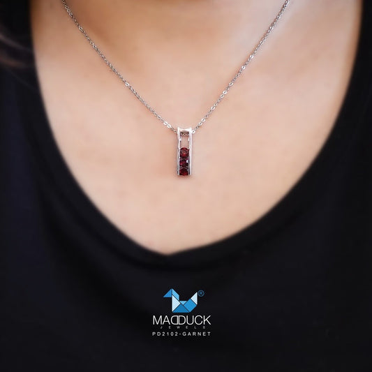 Natural round Garnet silver pendant and  necklace for women