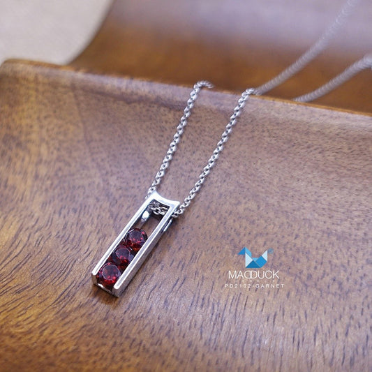 Natural round Garnet silver pendant and  necklace for women