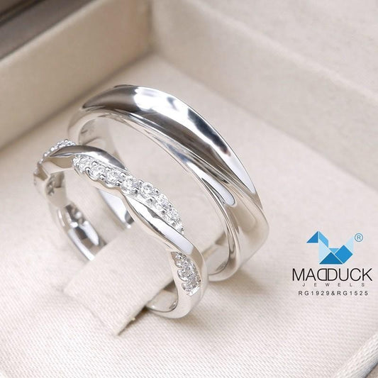 Couple ring set – CZ in 925 silver by Madduck Jewels