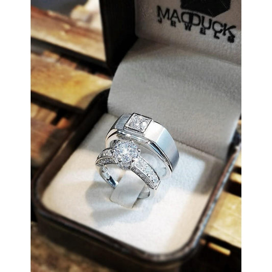 Couple ring set – CZ in 925 silver by Madduck Jewels