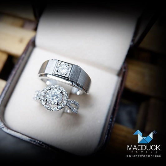 Couple ring set – CZ in 925 silver by Madduck Jewels