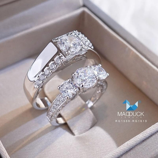 Couple ring set – CZ in 925 silver by Madduck Jewels