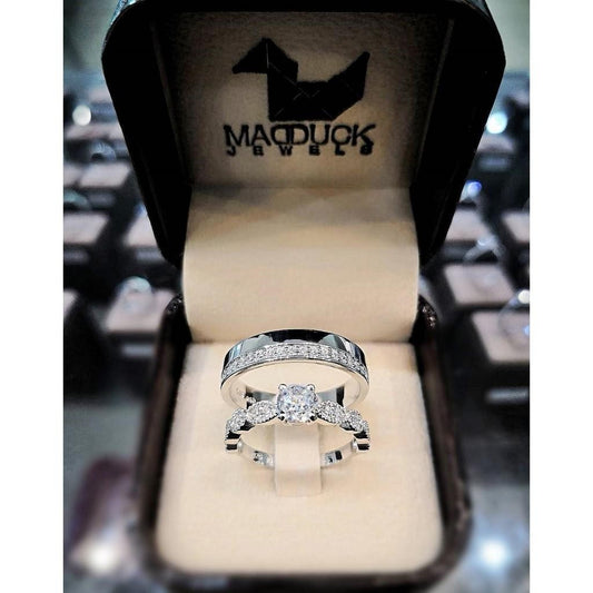 Couple ring set – CZ in 925 silver by Madduck Jewels