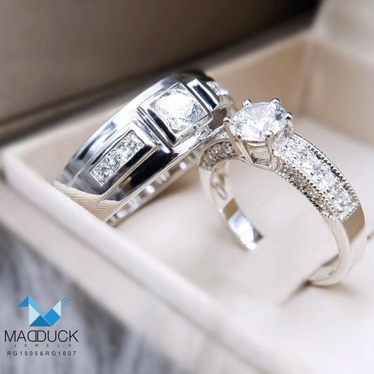 Couple ring set – CZ in 925 silver by Madduck Jewels