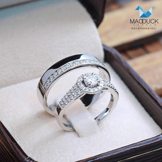 Couple ring set – CZ in 925 silver by Madduck Jewels