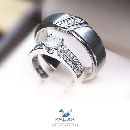 Couple ring set – CZ in 925 silver by Madduck Jewels