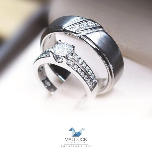 Couple ring set – CZ in 925 silver by Madduck Jewels