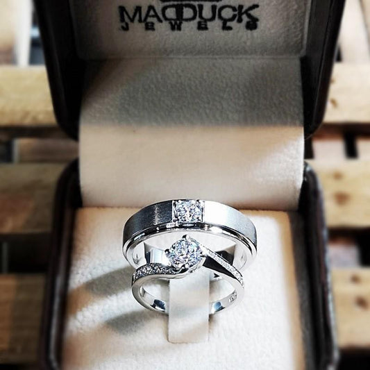 Couple ring set – CZ in 925 silver by Madduck Jewels