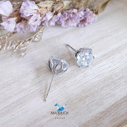 Minimalist CZ Stud Earrings in 925 Silver – Round Solitaire Design