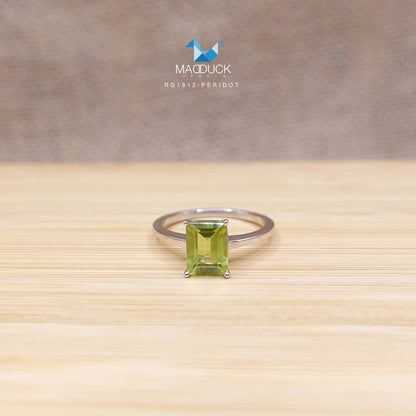 Madduckjewels | Natural Peridot Ring | 925 Sterling Silver Rhodium-plated | RG1812pr