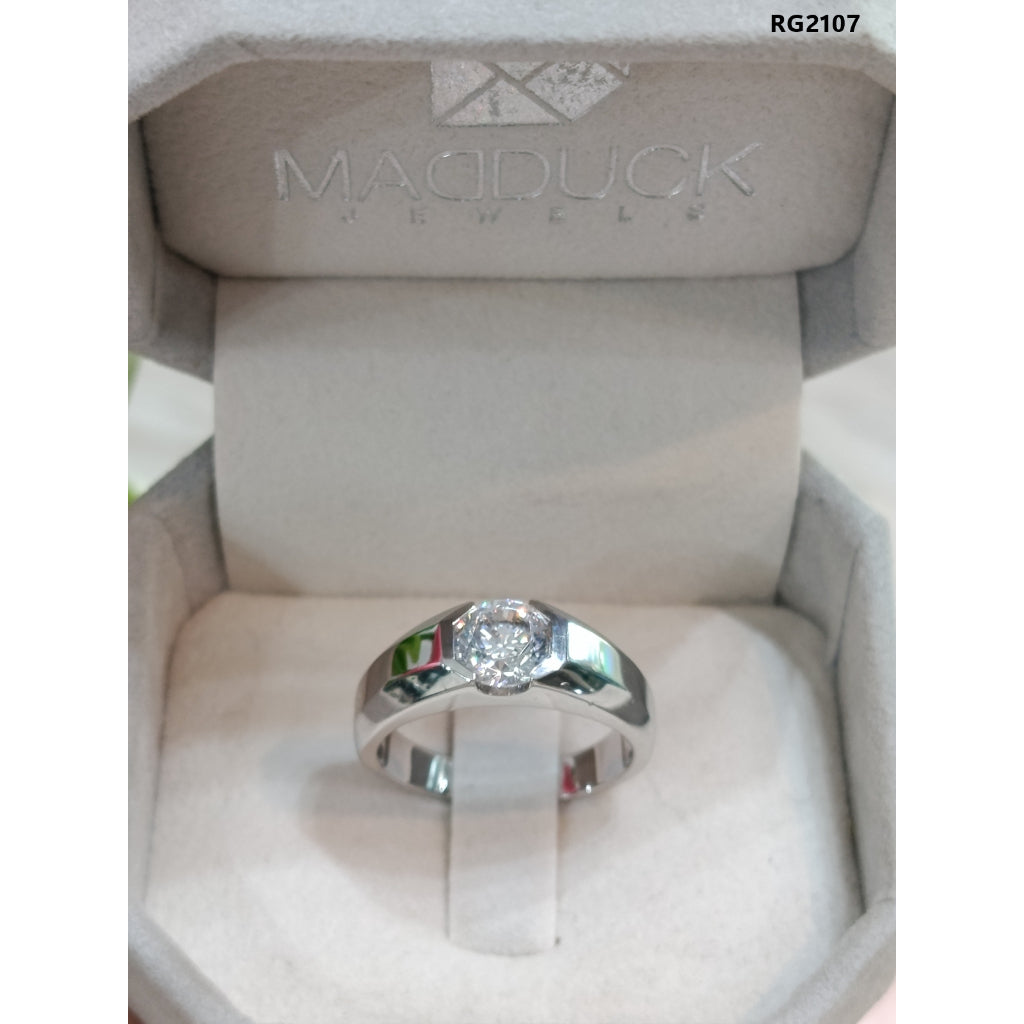 MadDuckJewels Sterling Silver 925 Engagement & Wedding Ring – CZ / Moissanite / Lab-Grown Diamond – Rhodium Plated, Nickel-Free – RG2107
