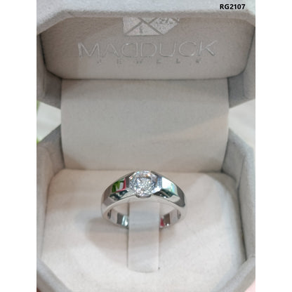 MadDuckJewels Sterling Silver 925 Engagement & Wedding Ring – CZ / Moissanite / Lab-Grown Diamond – Rhodium Plated, Nickel-Free – RG2107