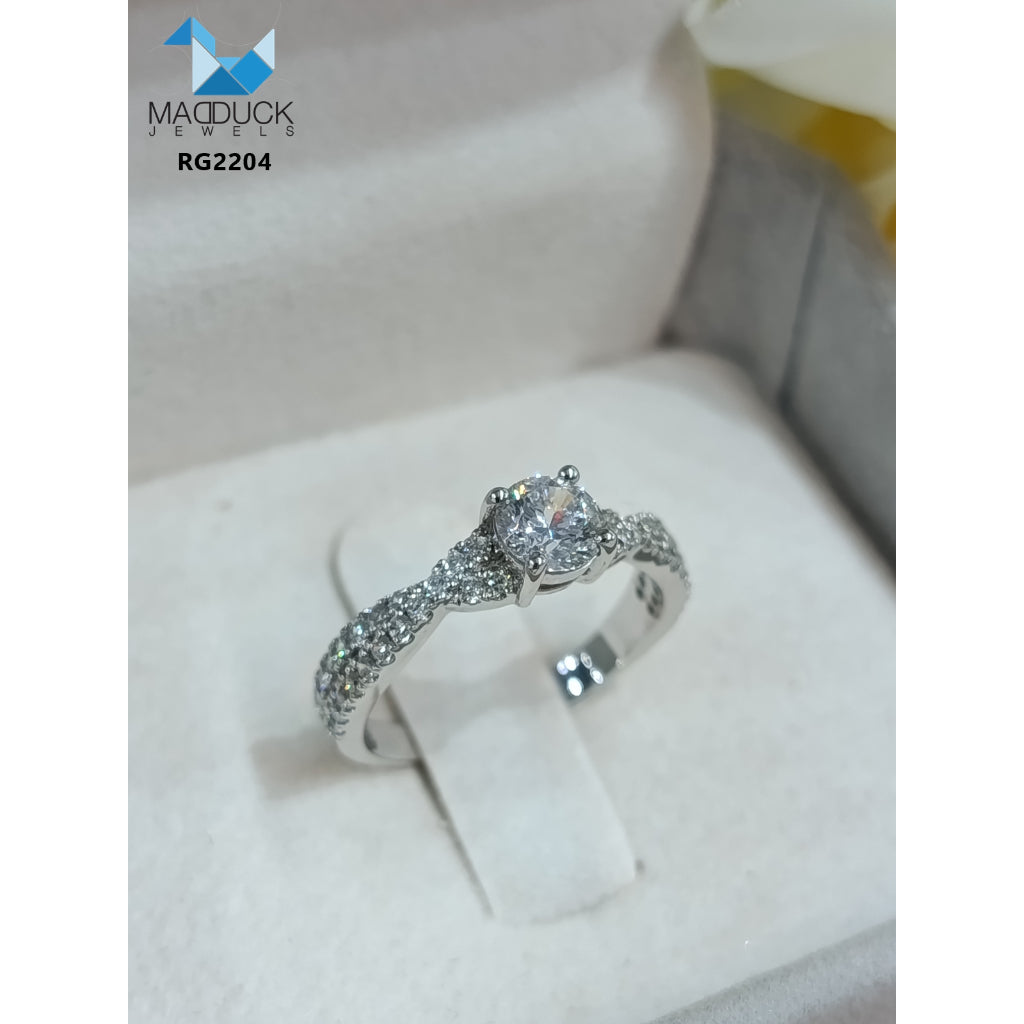 MadDuckJewels Sterling Silver 925 Engagement & Wedding Ring – CZ / Moissanite / Lab-Grown Diamond – Rhodium Plated, Nickel-Free – RG2204