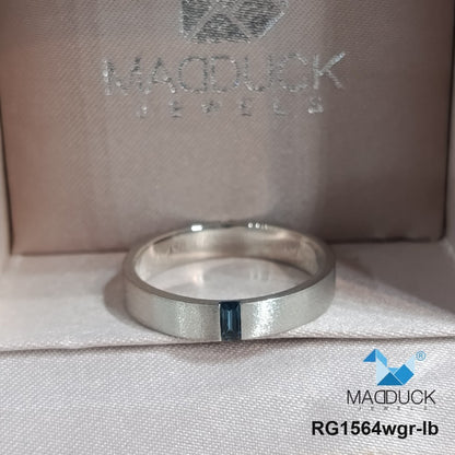 Madduckjewels | Natural London Blue Topaz Ring | Matte Band | 925 Sterling Silver Rhodium-plated | RG1564wgr-lb