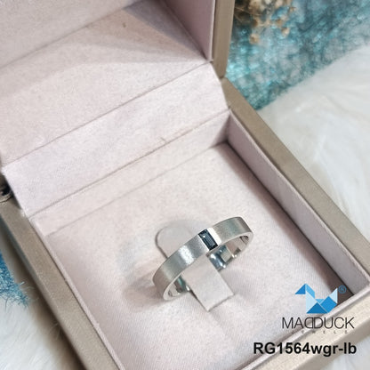 Madduckjewels | Natural London Blue Topaz Ring | Matte Band | 925 Sterling Silver Rhodium-plated | RG1564wgr-lb