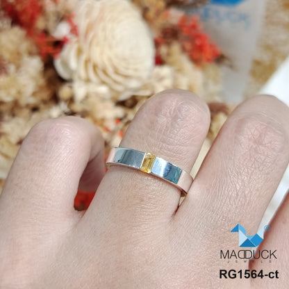 Madduckjewels | Natural Citrine Ring | Polished Band | 925 Sterling Silver Rhodium-plated | RG1564-ct