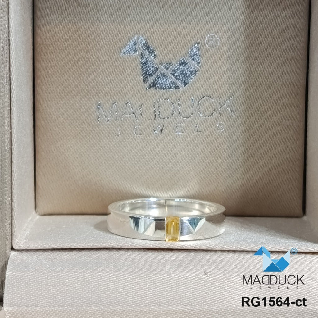 Madduckjewels | Natural Citrine Ring | Polished Band | 925 Sterling Silver Rhodium-plated | RG1564-ct