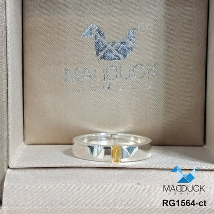 Madduckjewels | Natural Citrine Ring | Polished Band | 925 Sterling Silver Rhodium-plated | RG1564-ct