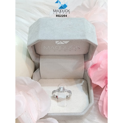 MadDuckJewels Sterling Silver 925 Engagement & Wedding Ring – CZ / Moissanite / Lab-Grown Diamond – Rhodium Plated, Nickel-Free – RG2204
