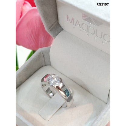 MadDuckJewels Sterling Silver 925 Engagement & Wedding Ring – CZ / Moissanite / Lab-Grown Diamond – Rhodium Plated, Nickel-Free – RG2107
