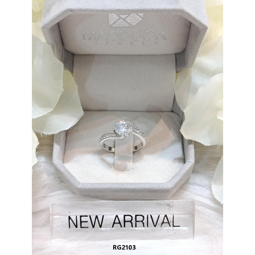 MadDuckJewels Sterling Silver 925 Engagement & Wedding Ring – CZ / Moissanite / Lab-Grown Diamond – Rhodium Plated, Nickel-Free – RG2013