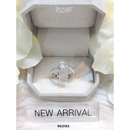 MadDuckJewels Sterling Silver 925 Engagement & Wedding Ring – CZ / Moissanite / Lab-Grown Diamond – Rhodium Plated, Nickel-Free – RG2013