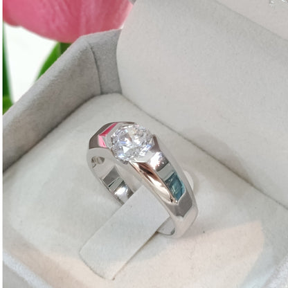 MadDuckJewels Sterling Silver 925 Engagement & Wedding Ring – CZ / Moissanite / Lab-Grown Diamond – Rhodium Plated, Nickel-Free – RG2107