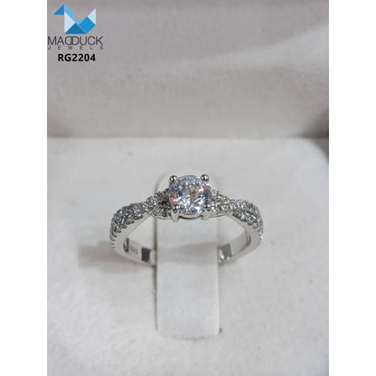 MadDuckJewels Sterling Silver 925 Engagement & Wedding Ring – CZ / Moissanite / Lab-Grown Diamond – Rhodium Plated, Nickel-Free – RG2204